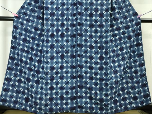 平和屋本店●超希少 片野元彦の弟子 加藤満寿美 正藍染紬 折縫い絞り 共箱付き 逸品 DZAA3699kh5
