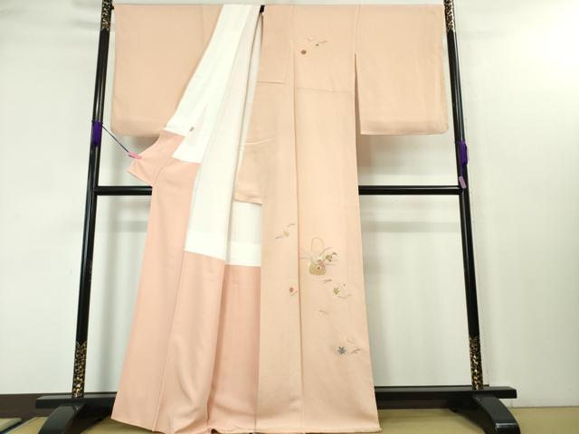 平和屋本店●極上 京都祇園の老舗 ぎをん齋藤 訪問着 駒刺繍 総刺繍 花籠 吹寄せ 洗柿色地 鬼しぼ縮緬 金糸 逸品 DZAA3704kh5