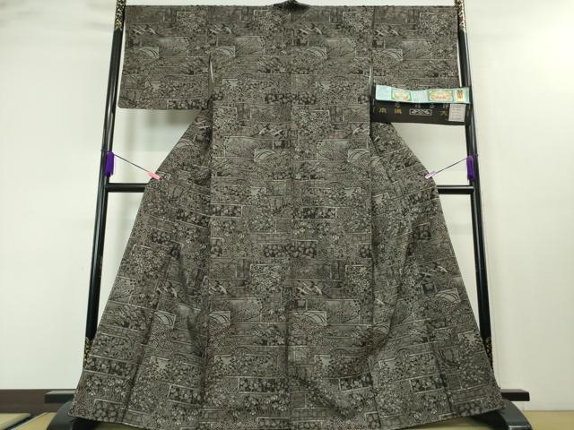 平和屋本店■極上 絣の魔術師 恵積五郎 本場大島紬 恵大島織物謹製 古代染色純泥染 秋爽琳派 さが美扱い 証紙付き 逸品 未使用 DZAA3720kh5
