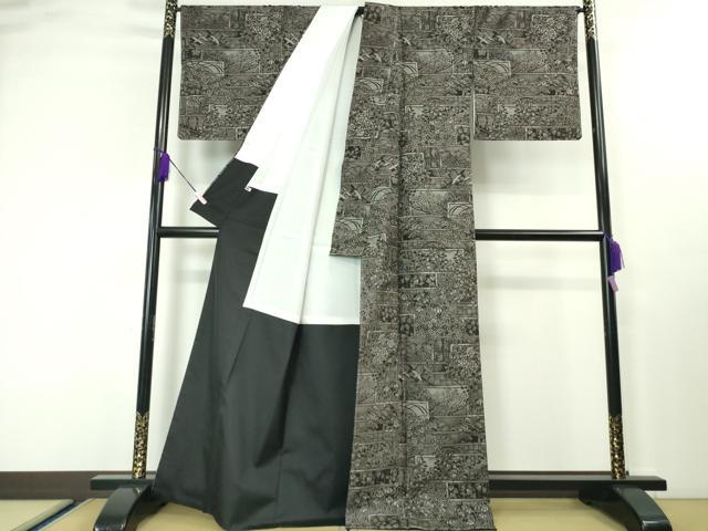 平和屋本店■極上 絣の魔術師 恵積五郎 本場大島紬 恵大島織物謹製 古代染色純泥染 秋爽琳派 さが美扱い 証紙付き 逸品 未使用 DZAA3720kh5