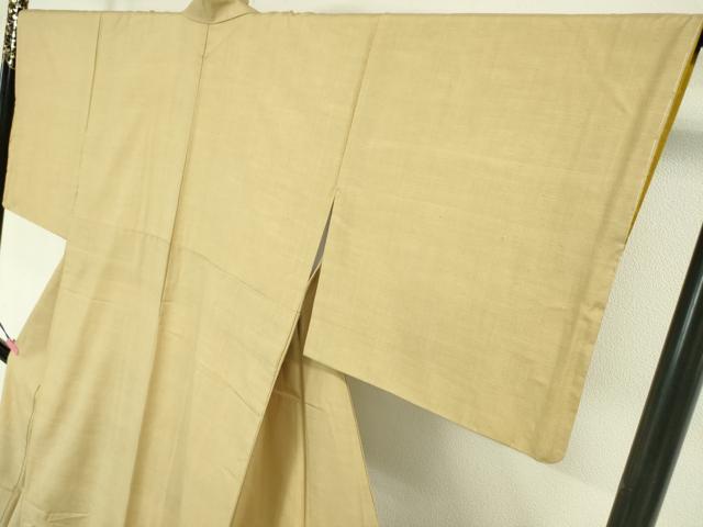 平和屋本店■極上 結城紬 色無地 丁子色 さが美扱い 証紙付き 逸品 未使用 DZAA3742kh5