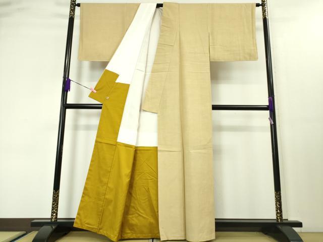 平和屋本店■極上 結城紬 色無地 丁子色 さが美扱い 証紙付き 逸品 未使用 DZAA3742kh5