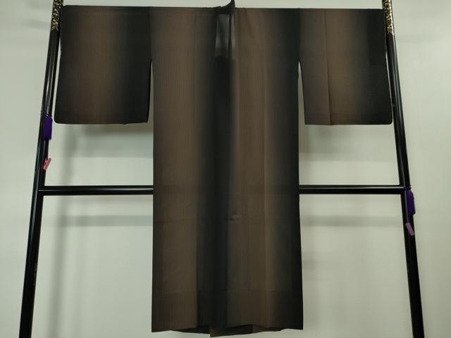 平和屋本店■極上 道行コート スリーシーズン 春夏秋 塵除け ロング丈 縞 暈し染め 染の近江謹製 逸品 未使用 DZAA3765kh5