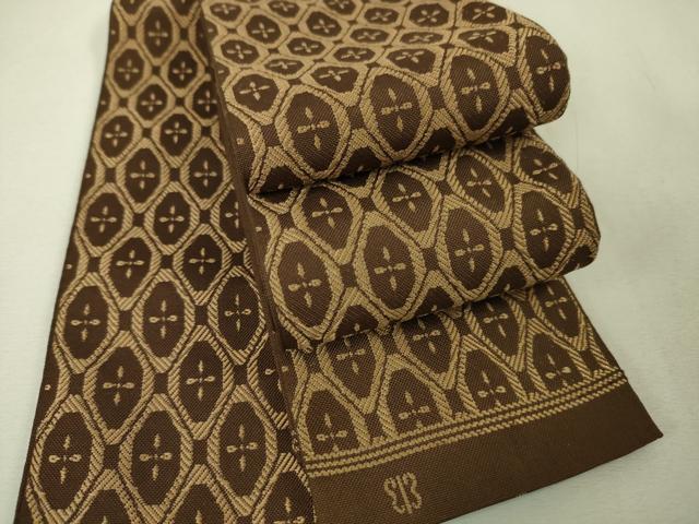 平和屋本店■希少 男性 西陣 川島織物 両面 角帯 菱繋ぎ 逸品 未使用 DZAA3774kh5