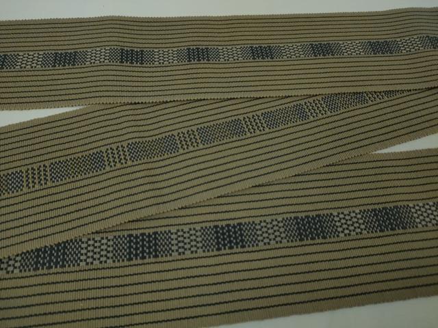 平和屋本店■希少 男性 首里織 角帯 手織 串花 屋冨祖和美作 綿 証紙付き 逸品 DZAA3779kh5