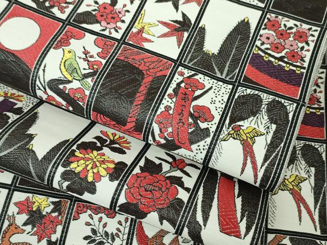 平和屋本店●極上 西陣 大光謹製 六通柄袋帯 花札 証紙付き 逸品 未使用 DZAA3799kh5
