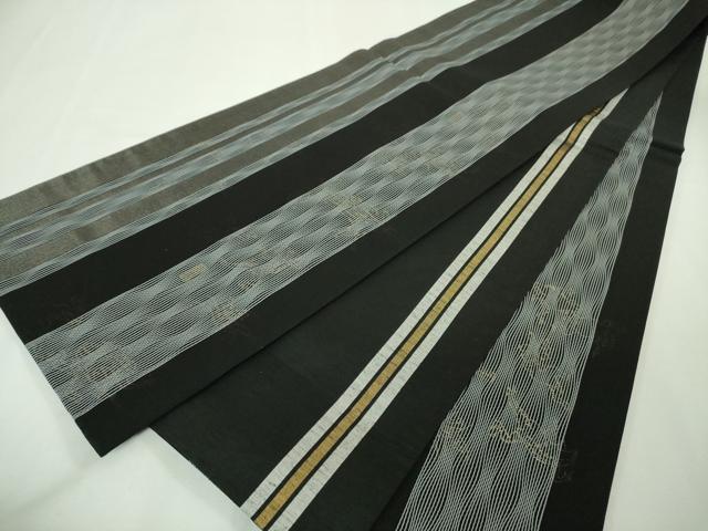 平和屋本店■極上 両面 全通柄袋帯 すくい織 鳥獣戯画 黒地 金彩 逸品 未使用 DZAA3806kh5