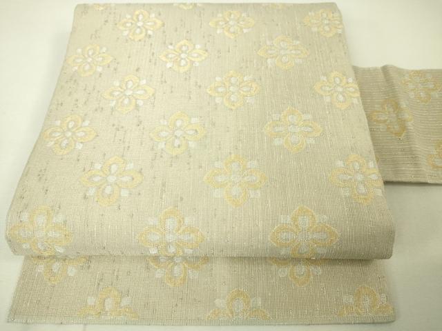 平和屋本店■極上 洛風林 工芸帯地 九寸名古屋帯 紬地 花菱文 銀糸 逸品 未使用 DZAA3814kh5