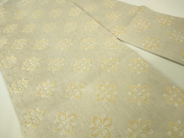 平和屋本店■極上 洛風林 工芸帯地 九寸名古屋帯 紬地 花菱文 銀糸 逸品 未使用 DZAA3814kh5