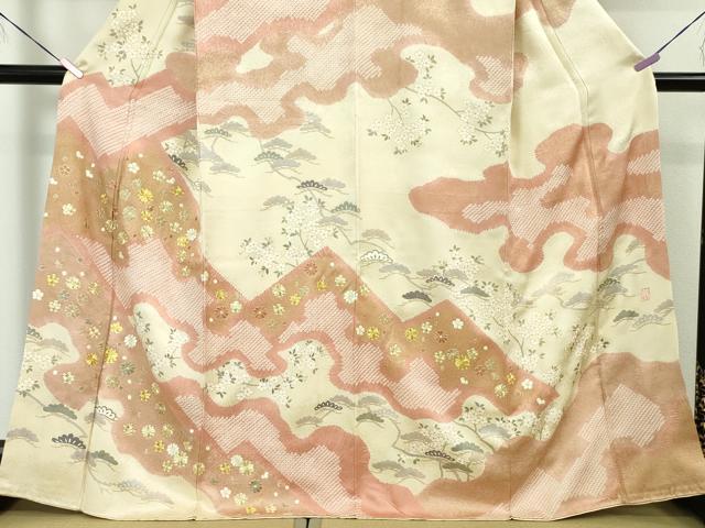 平和屋本店■極上 十日町 名門青柳高級ブランド 大喜百花 訪問着 駒刺繍 絞り 吉祥花文 金銀糸 逸品 DZAA3820kh5