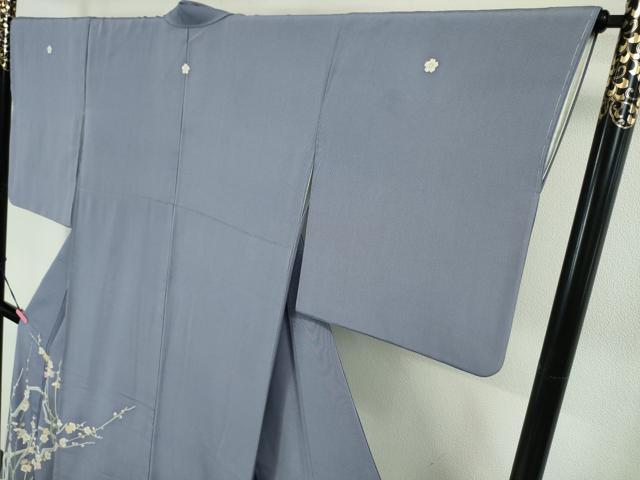 平和屋本店●極上 加賀友禅の巨匠 初代 由水十久 色留袖 童子 お面 枝梅 藤納戸色地 逸品 DZAA3821kh6