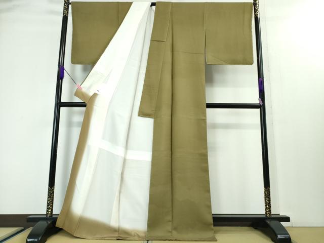 平和屋本店■極上 龍村晋謹製 お召 名物裂雲取り地紋 黄海松茶色地 逸品 未使用 DZAA3831kh5