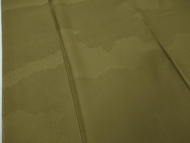 平和屋本店■極上 龍村晋謹製 お召 名物裂雲取り地紋 黄海松茶色地 逸品 未使用 DZAA3831kh5