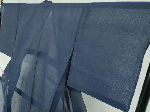 平和屋本店■極上 夏物 本場小千谷ちぢみ 本麻 小千谷織物 留紺色地 証紙付き 逸品 未使用 DZAA3832kh5