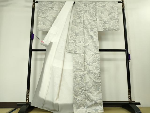 平和屋本店■極上 本場大島紬 白大島紬 桑原織物 二代目 桑原啓之介 7マルキ 片羽白絣 祥雲 証紙付き 逸品 未使用 DZAA3843kh5