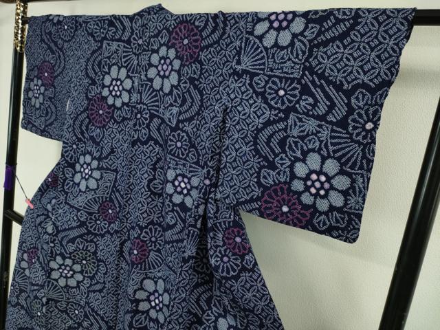 平和屋本店■極上 夏物 浴衣 有松鳴海絞り 流水扇面花文 綿 逸品 DZAA3845kh5