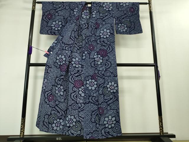 平和屋本店■極上 夏物 浴衣 有松鳴海絞り 流水扇面花文 綿 逸品 DZAA3845kh5