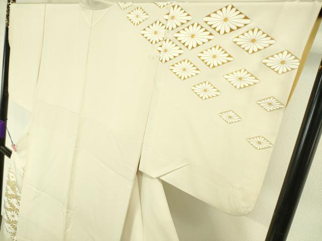 平和屋本店■極上 訪問着 駒刺繍 菊菱 象牙色地 暈し染め 金彩 逸品 DZAA3865kh5