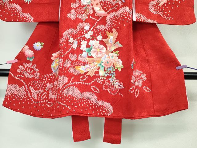 平和屋本店■極上 女の子 3歳 祝着・襦袢セット 束ね熨斗 花毬文 金彩 逸品 DZAA3887kh5