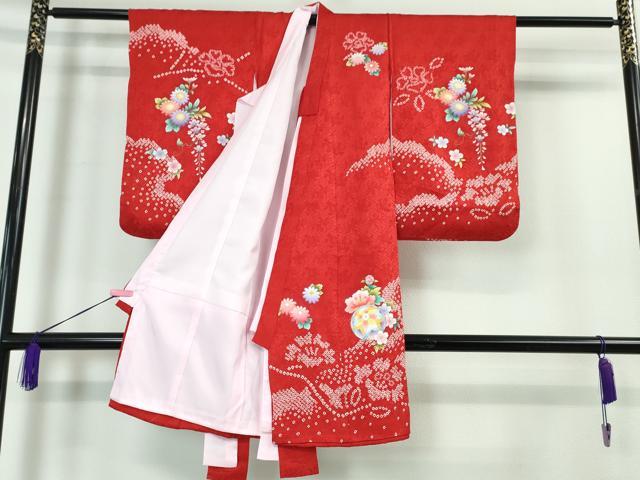 平和屋本店■極上 女の子 3歳 祝着・襦袢セット 束ね熨斗 花毬文 金彩 逸品 DZAA3887kh5