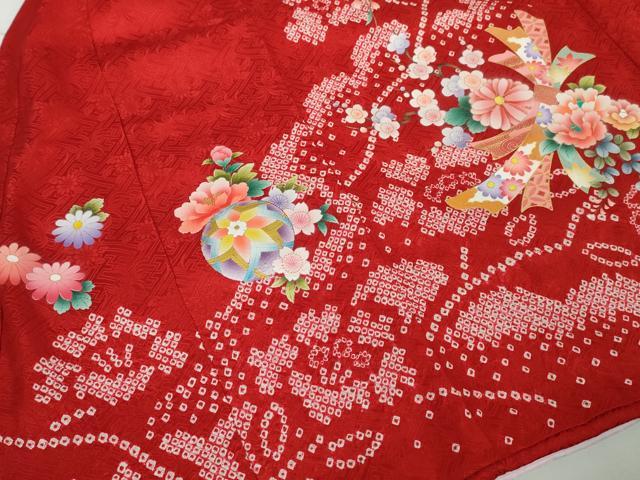 平和屋本店■極上 女の子 3歳 祝着・襦袢セット 束ね熨斗 花毬文 金彩 逸品 DZAA3887kh5