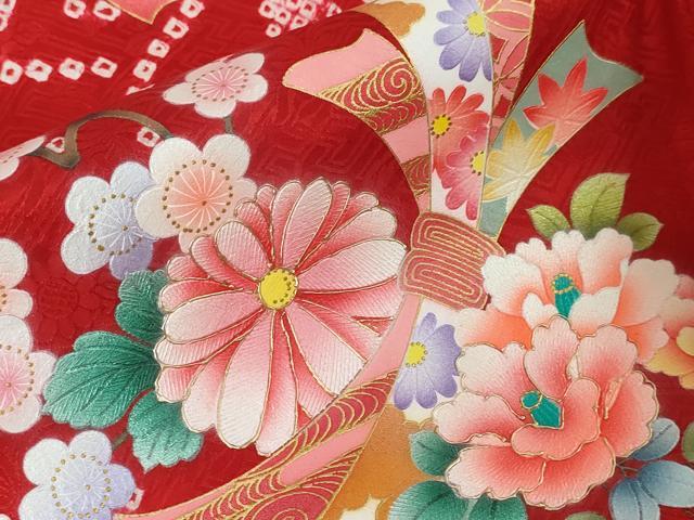 平和屋本店■極上 女の子 3歳 祝着・襦袢セット 束ね熨斗 花毬文 金彩 逸品 DZAA3887kh5