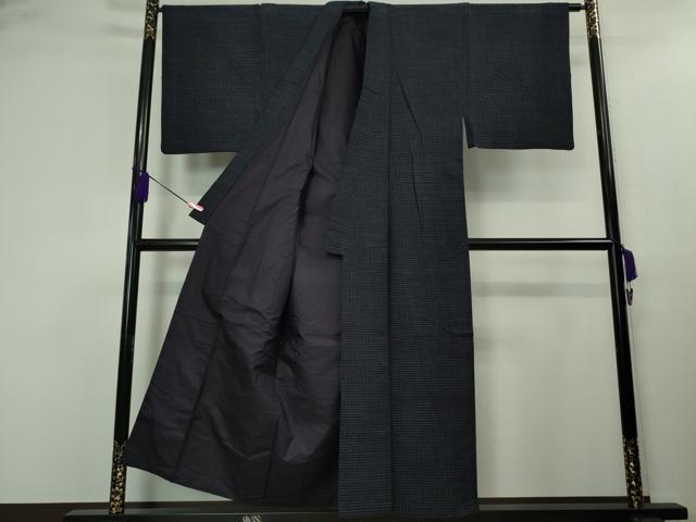平和屋本店■希少 男性 重要無形文化財技術保持者 森山虎雄 天然藍染 久留米絣 アンサンブル 手織 綿 証紙・羽織紐付き 逸品 DZAA3901kh5