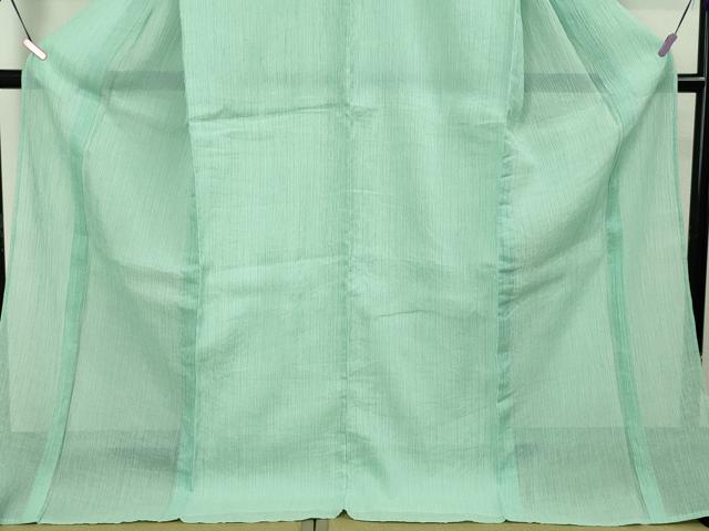 平和屋本店■極上 夏物 本場小千谷ちぢみ 小千谷織物 杉山織物謹製 麻 白群色×白 ロング丈 証紙付き 逸品 DZAA3945kh5