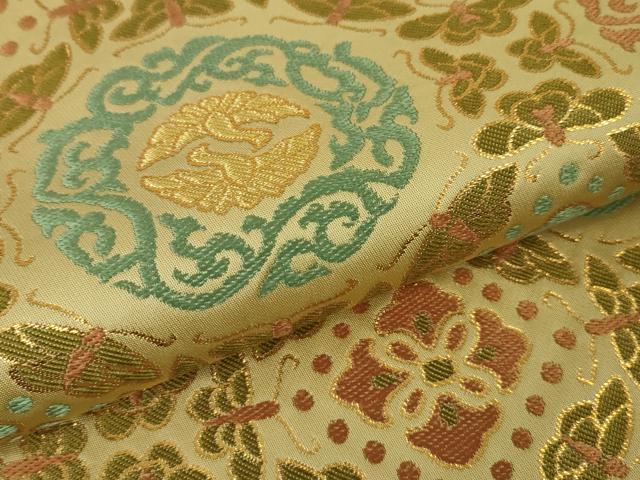 平和屋本店●極上 龍村晋謹製 全通柄袋帯 天平向鳥蝶文錦 金糸 逸品 DZAA3949kh5