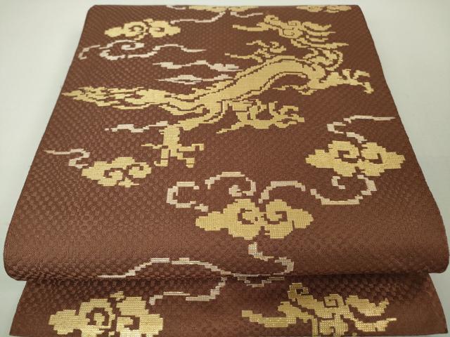 平和屋本店■極上 龍村晋謹製 本袋帯 木下裂 金糸 逸品 DZAA3967kh5