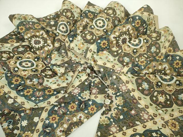 平和屋本店■最高級 明綴れ 全通柄袋帯 花唐草菱文 金糸 逸品 未使用 DZAA3984kh5