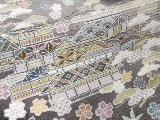 平和屋本店■極上 夏物 訪問着 絽 友禅 水辺風景花文 暈し染め 藍鉄色地 逸品 DZAA4006kh5