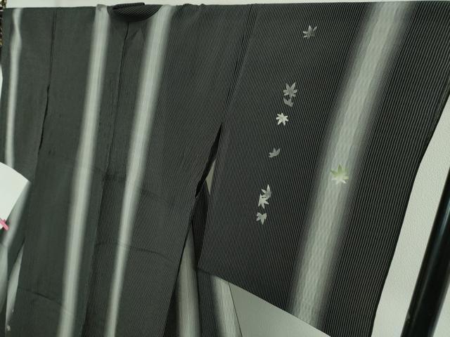 平和屋本店■極上 夏物 銀座もとじ 本塩沢 夏塩沢 訪問着 楓 黒地 逸品 DZAA4008kh5