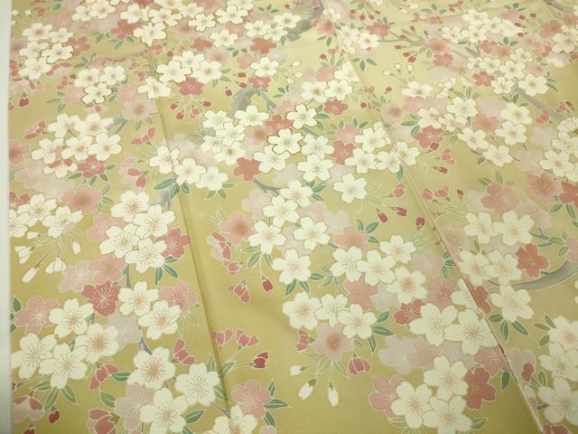 平和屋本店■極上 訪問着 駒刺繍 枝桜 暈し染め 鳥の子色地 金彩 逸品 DZAA4014kh5
