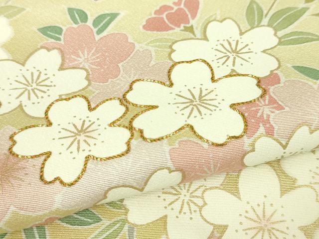 平和屋本店■極上 訪問着 駒刺繍 枝桜 暈し染め 鳥の子色地 金彩 逸品 DZAA4014kh5