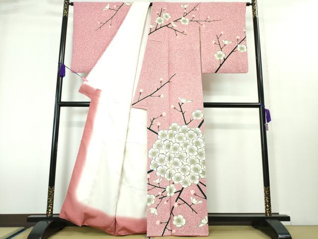 平和屋本店■極上 人間国宝 森口華弘 蒔糊友禅 蒔糊散らし 訪問着 枝梅 縮緬地 金彩 逸品 DZAA4022kh5