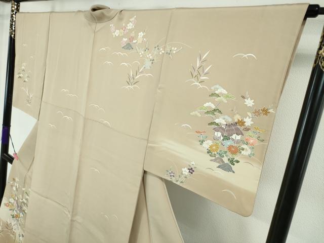 平和屋本店■極上 創業460年・千總 訪問着 駒刺繍 風景花文 枯色地 金彩 松坂屋扱い 逸品 DZAA4024kh5