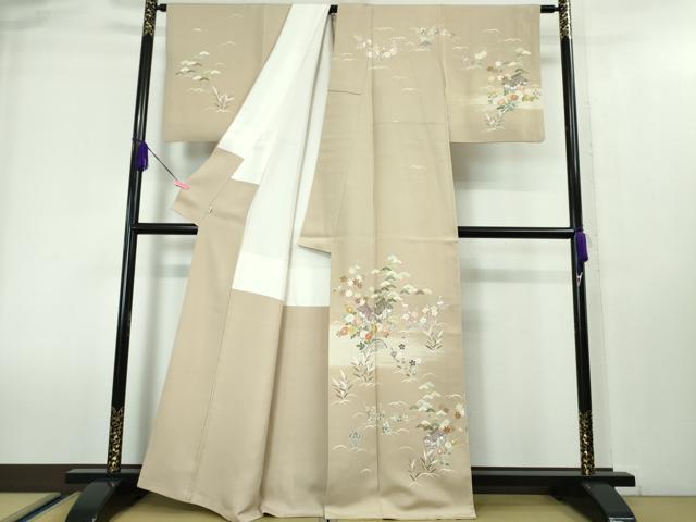 平和屋本店■極上 創業460年・千總 訪問着 駒刺繍 風景花文 枯色地 金彩 松坂屋扱い 逸品 DZAA4024kh5