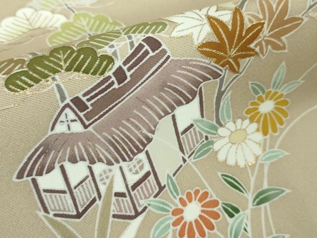 平和屋本店■極上 創業460年・千總 訪問着 駒刺繍 風景花文 枯色地 金彩 松坂屋扱い 逸品 DZAA4024kh5