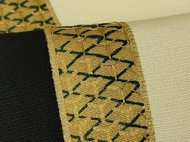 平和屋本店■極上 ジャパンオートクチュール 渡辺雪三郎 訪問着 刺繍 黒×鳥の子色 金糸 逸品 DZAA4025kh5