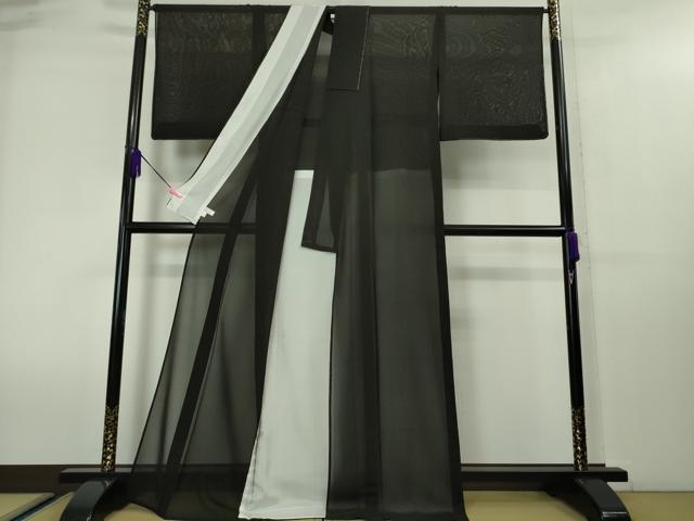 平和屋本店■希少 夏物 本場黄八丈 夏黄八 紗紬 伝統工芸士 西條吉広 黒地 証紙付き 逸品 未使用 DZAA4031kh5