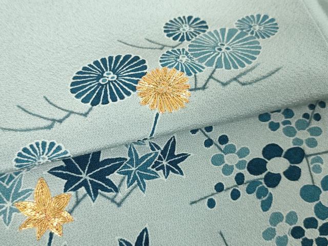平和屋本店■極上 人間国宝 五代 田畑喜八 訪問着 駒刺繍 風景舟花文 オーキッドグレイ色地 逸品 DZAA4041kh5
