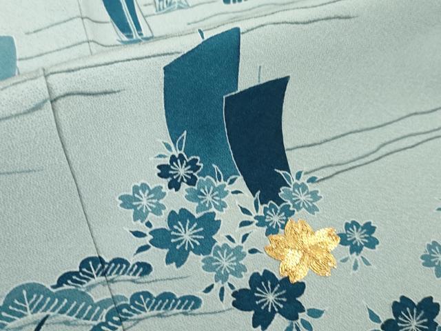 平和屋本店■極上 人間国宝 五代 田畑喜八 訪問着 駒刺繍 風景舟花文 オーキッドグレイ色地 逸品 DZAA4041kh5