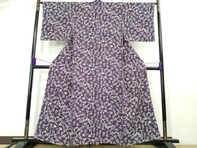 平和屋本店●極上 銀座越後屋 小紋 鳥獣戯画 紫紺色地 逸品 DZAA4051kh5