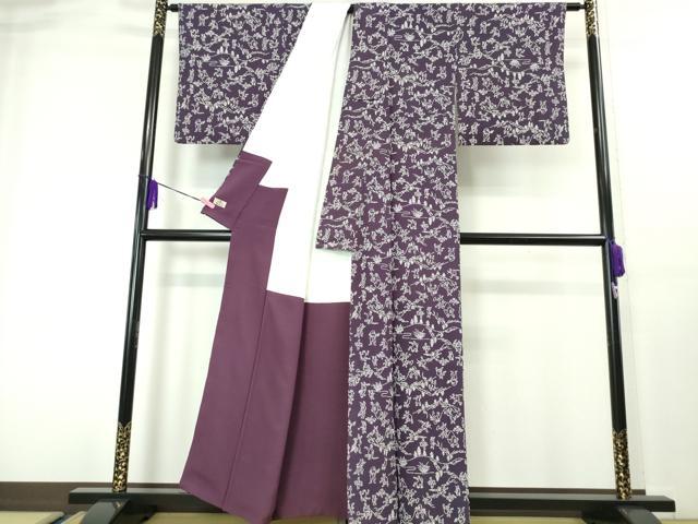 平和屋本店●極上 銀座越後屋 小紋 鳥獣戯画 紫紺色地 逸品 DZAA4051kh5