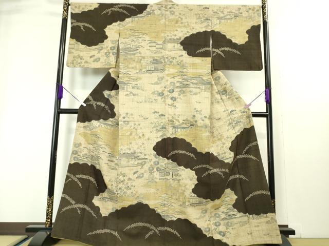 平和屋本店■極上 染織の名門 しょうざん 生紬 御所解文 逸品 DZAA4078kh5