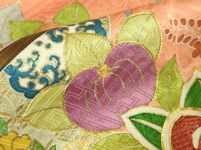 平和屋本店■極上 創業460年・千總 振袖 駒刺繍 誰が袖橘花文 東雲色地 金彩 高島屋扱い 逸品 DZAA4083kh5