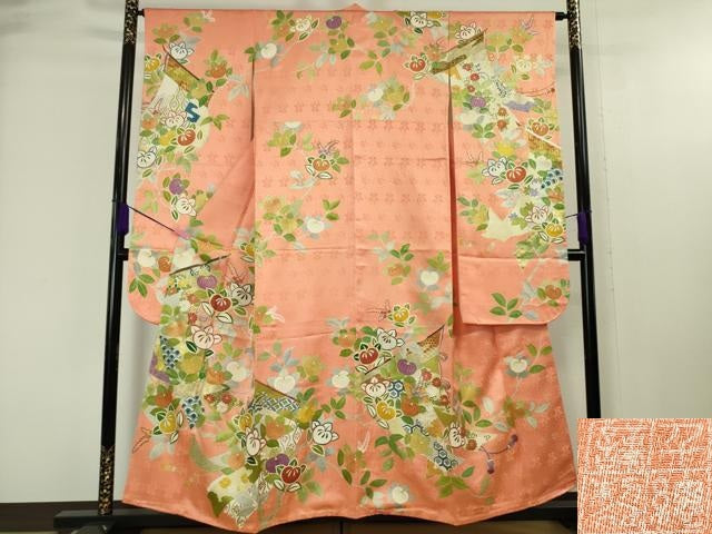 平和屋本店■極上 創業460年・千總 振袖 駒刺繍 誰が袖橘花文 東雲色地 金彩 高島屋扱い 逸品 DZAA4083kh5
