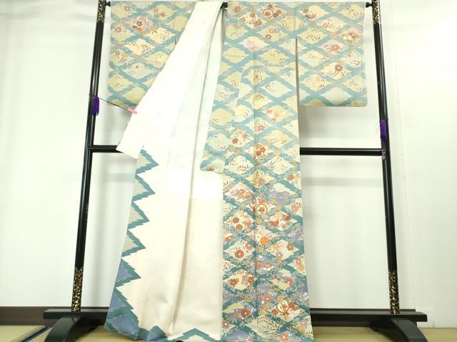 平和屋本店■極上 創業460年・千總 訪問着 駒刺繍 松皮菱吉祥花文 金彩 高島屋扱い 逸品 DZAA4084kh5