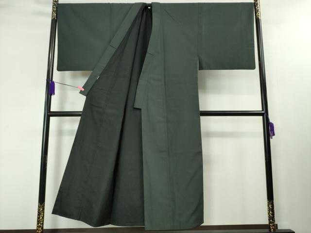 平和屋本店■極上 男性 銀座もとじ 米沢お召 アンサンブル 長羽織・半襦袢セット 着物:蝋色 長羽織:羊羹色 たとう紙付き 逸品 DZAA4109kh5